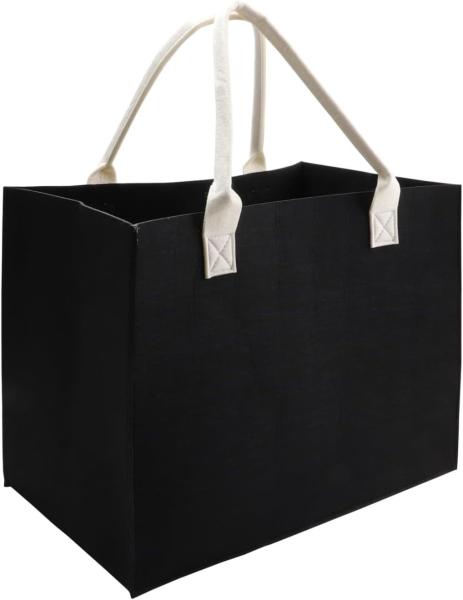 Biodegradable Sustainable Eco Friendly Green Felt Bag Storage High-Capacity Solid Color Two Shoulder Straps Custom Logo Felt Tote Bag Shopping