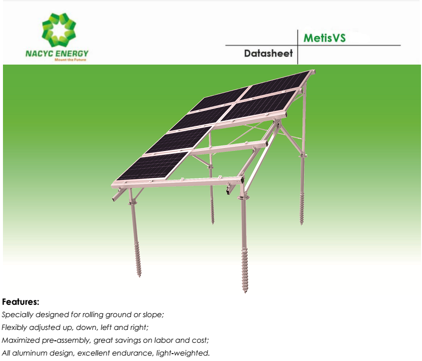 High Quality PV mounting structure Slope Ground Mounting System suitable for rolling ground