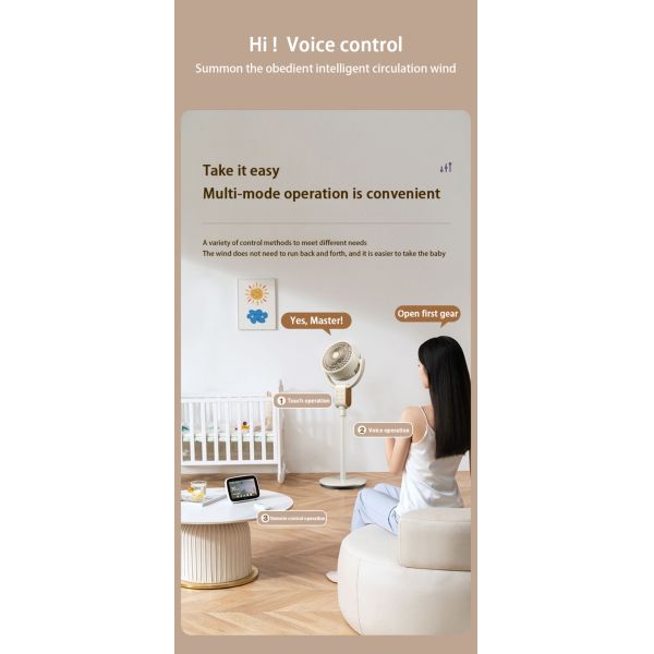Electric Stand Fans Air Cooling Fan with AI Voice Control Voice Air Circulation Fan