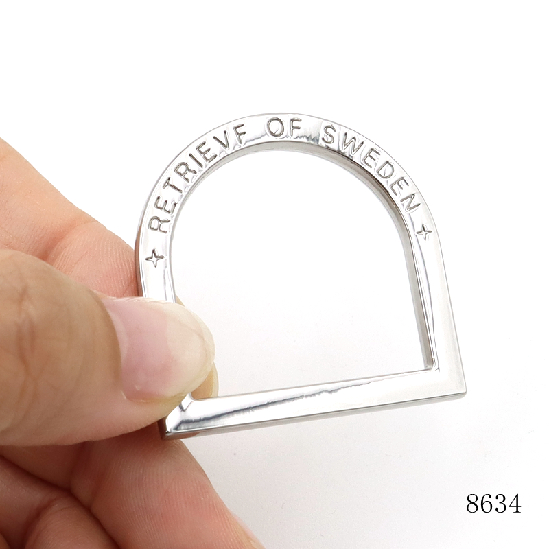 Chrome Plated Metal D Ring Custom Engraved Metal D Buckle For Leather Bags