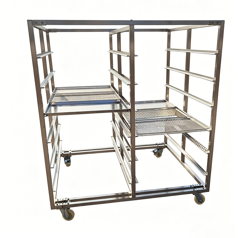 Multi Layer 304 Stainless Steel Folding Bread Rotary Oven Shelf Wire Mesh Rack bakery trolley for Baking Cooling