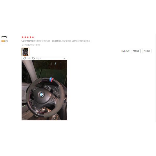 Black Suede Red Marker Steering Wheel Cover for BMW E90 E87 120i 130i 120d 30*15*5 cm