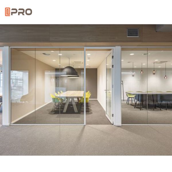 Decorative Wooden Office Partitions Movable Aluminium Sliding Single Glazing Glass