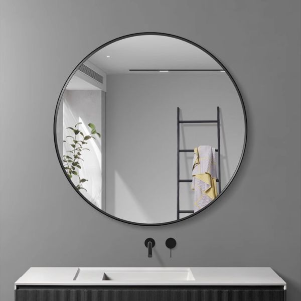 Kingstin Minimalist Round Stainless Steel Bathroom Mirror - Premium Finish & Custom Sizes Wall Mounted Vanity Mirror