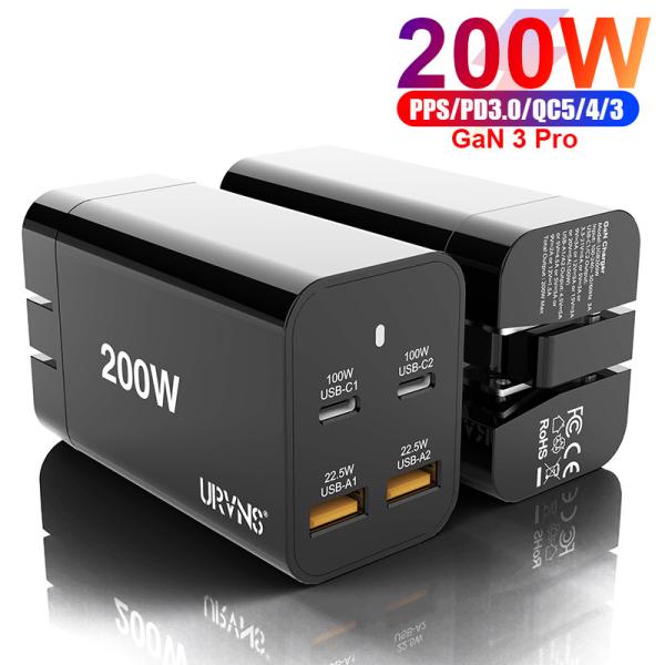 PD 100W GaN USB C Wall Charger 4-Port PPS 65W 45W QC5 Super Fast Charging Adapter