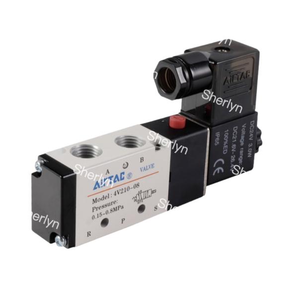 AIRTAC DC24V Solenoid Valve Two Position Five Way Reversing Valve with IP65 Enclosure Rating