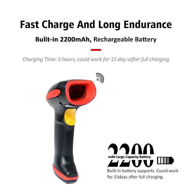 High Performance 2.4ghz Wireless Barcode Scanner 80m-100m Open Yard