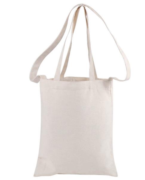White Cotton Canvas Tote Bags With Long Shoulder Belt OEM Acceptable