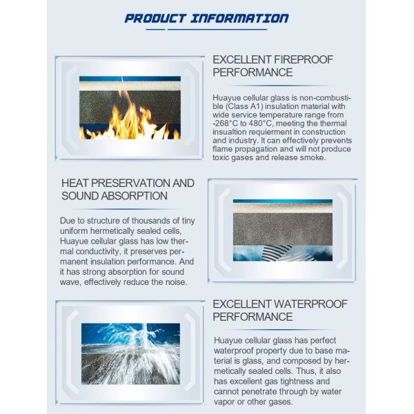 Fireproof Cellular Foam Glass Insulation Rigid Environmentally Friendly Wall Insulation
