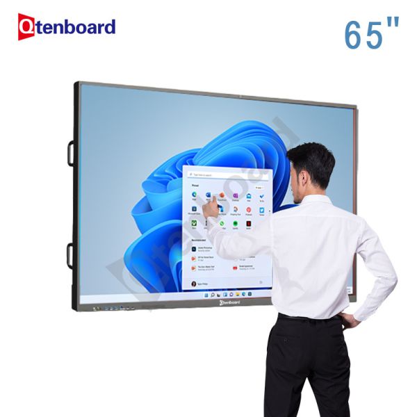 Qtenboard 4K Resolution Interactive Smart Board with 40-50 Touch Points and Dual OS for Education and Meetings