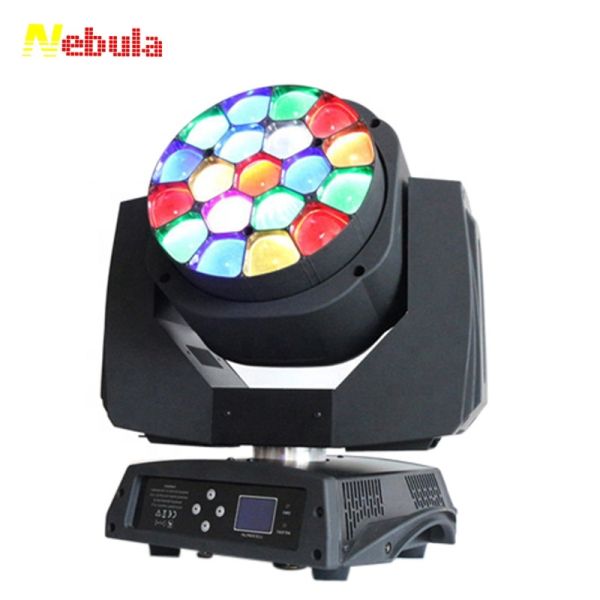 19X15W LED Bee Eye Zoom Wash Moving Head Light RGBW Stage Lighting