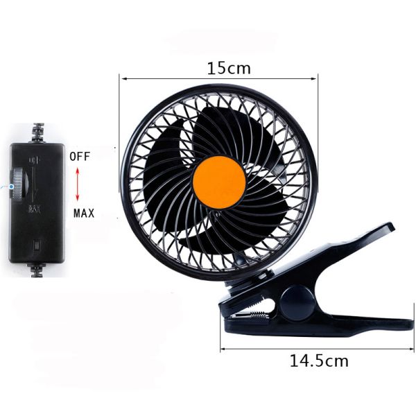Small Universal Car Accessories Clip On Oscillating Fan With Cigarette Lighter Plug
