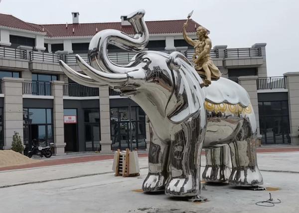 Vida - homem de bronze do tamanho que senta a escultura de aço inoxidável do elefante