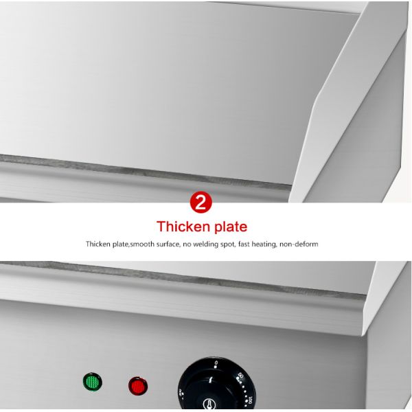 Electric Countertop Flat Griddle Plate Silver White 35kg Double Temperature Control Panel