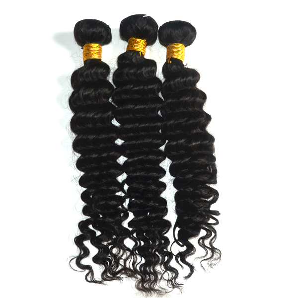 Full And Thick Ends Brazilian Curly Hair Extensions , Deep Wave Human Hair Bundles
