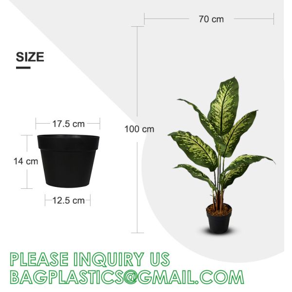 Artificial Green Dieffenbachia Plant 2 Pack - Faux Indoor Plant Spray - EverGreen Greenery For Home Or Office Decor