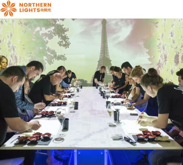 Projeção de Refeição Imersiva Solução de Projector de Mesa de Parede para Restaurante
