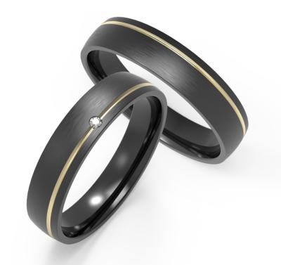 Tendance de la mode Ensemble de titane noir mat zircon avec anneau d'or IP