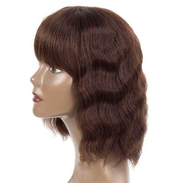 250g-450g Brazilian Human Hair Wig Bulk Virgin Remy Machine Made Short Bob Wigs With Bangs Vendors
