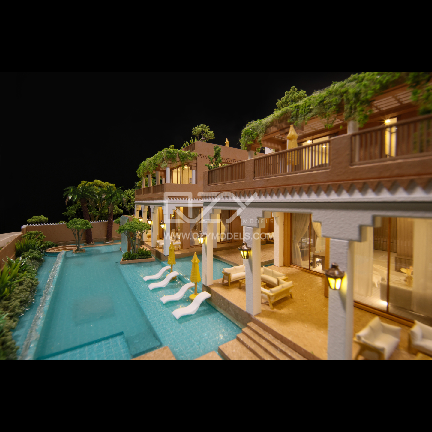 1:75 Scale Realistic Arabian Style Villa Model for Middle Eastern Mansion Display