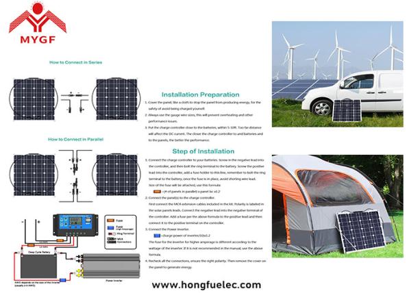 Stable Flexible Solar Panels Light Weight Easy Installation Pre - Drilled Holes
