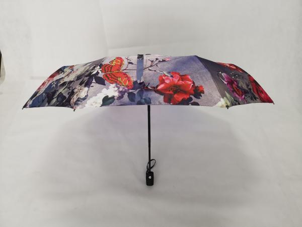 Convenient Auto Open Close Umbrella , Folding Golf Umbrella With Flower Design