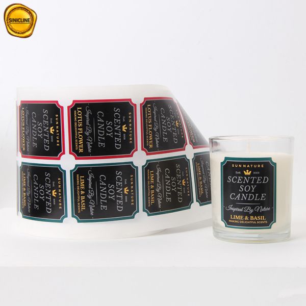 Gold Foil Candle Plastic Sticker Labels Glass Bottle For Fragrance