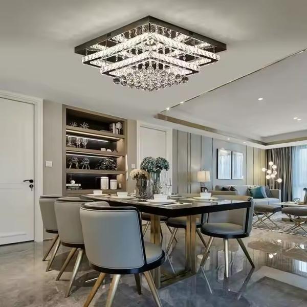 Crystal Modern Rectangular Ceiling Light ,  LED Ceiling Lamp Remote Control