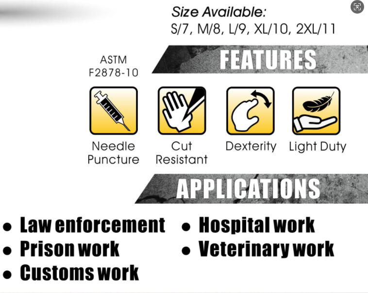 Goatskin Needle Resistant Gloves XS-XL