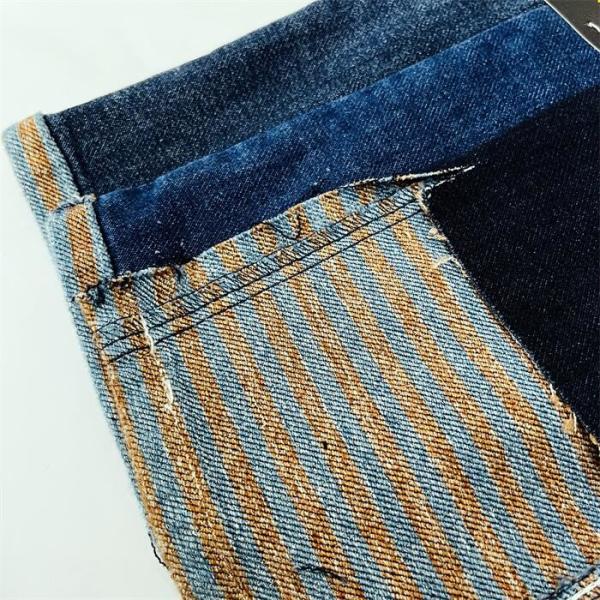 13.5Oz Indigo Dyed Denim Cotton Polyester Blended Stripe Jeans Inner TianSL