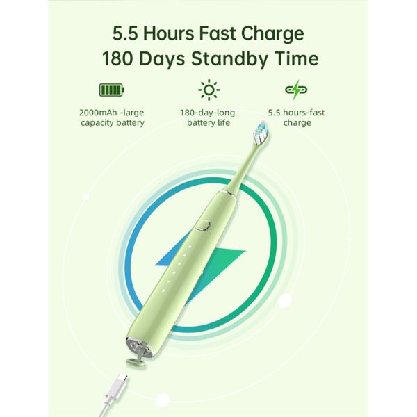 Poderoso cepillo dental de blanqueamiento por ultrasonidos con cepillo suave y lavable para adultos