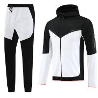 Camisa blanca negra de Team Tracksuits Hooded Football Training del fútbol