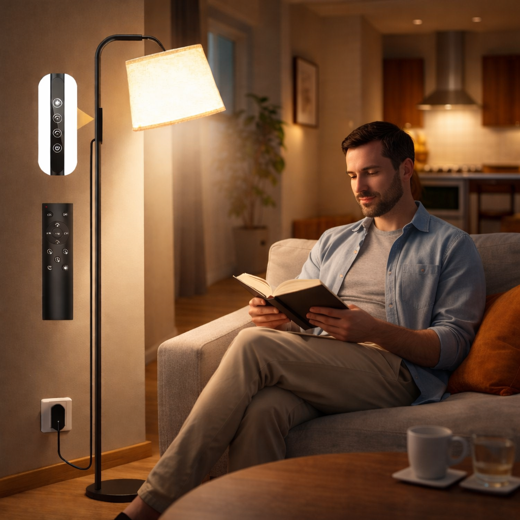 10000 Lux Light Therapy Floor Lamp with Remote Control and Adjustable Brightness for Home and Office