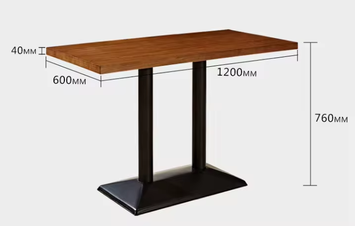 Retro American Style Solid Wood Metal Base Restaurant Furniture Cafe Table and Chair Set for Sale