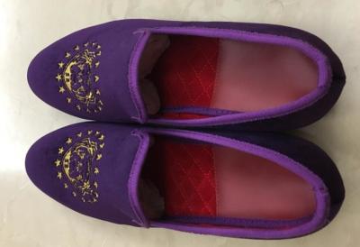 Purple Mens Velvet Slip On Loafers , Mens Velvet Slippers Embroidered for Party