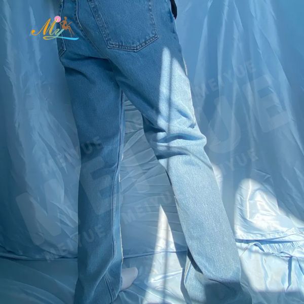 OEM Nuevo diseño personalizado con bordados de chenille de hueso hombres pantalones vaqueros pantalones azules casual pantalones deportivos Pantalones De Hombre jeans