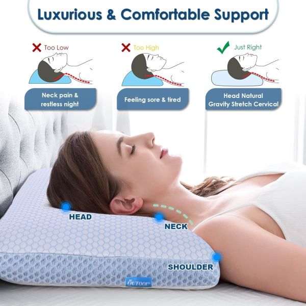 Customized Color Gel Memory Foam Pillow for Neck Orthopedic Support in Home Decor