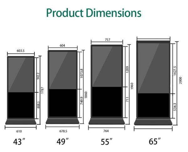 Floor standing digital signage 43 49 55 inch android video lcd advertising player kiosk vertical totem