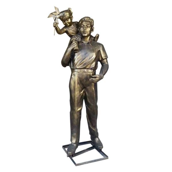 Bronze Family Of 3 Sculpture Yard Human Size Statue Waterproof