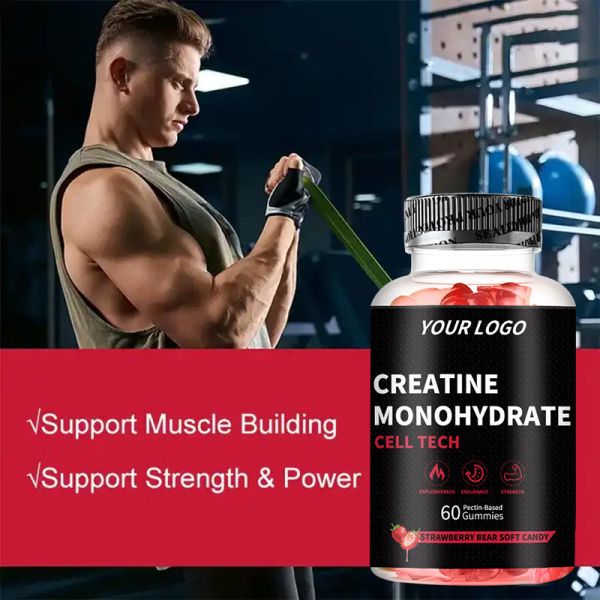 Pre Workout Creatine Monohydrate Gummies For Energy Boost And Muscle Building 60pcs/Bottle