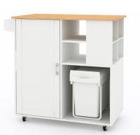 Isla de cocina móvil rectangular con iluminación y accesorios