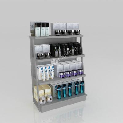 Retail Display Shelf Grey Wooden Island Cabinet For Multi-Functional Store Shelf And Luxury Store Design
