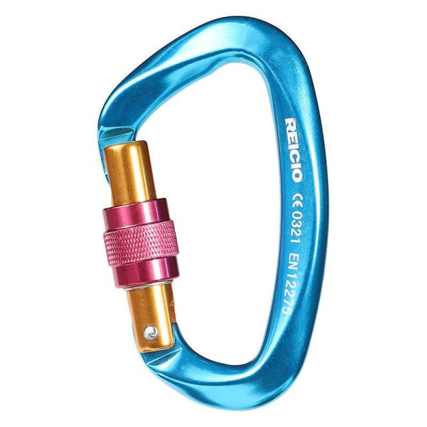 Black Oxide Coated Coating Aluminum Carabiner 25KN D Shape Flat Hook for Climbing
