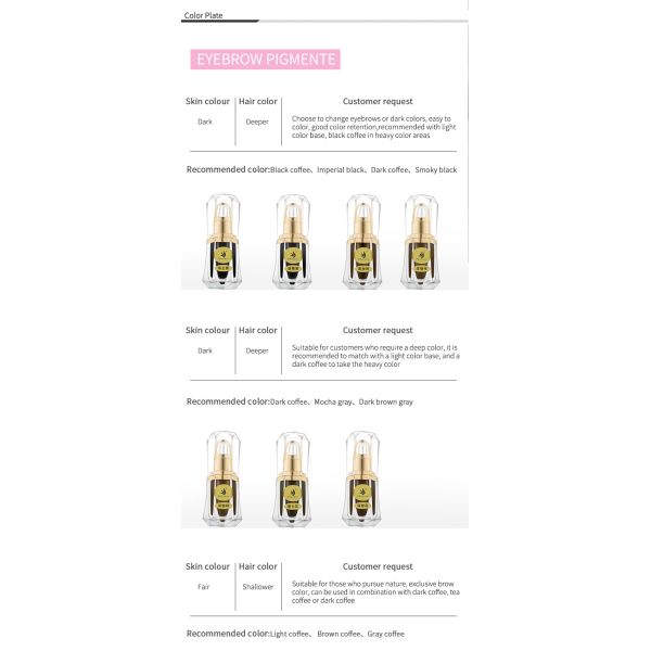 Чернила татуировки брови 60 g микро- установили постоянные пигменты макияжа 60g