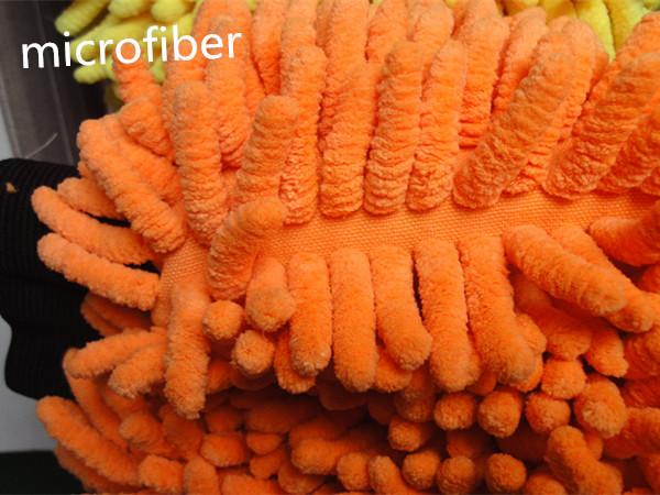 yellow  blue  colorful  16 * 21cm  hair  height  3cm  microfiber  big chenille  car  cleaning glove