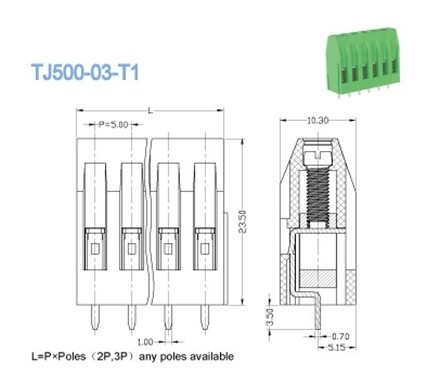 Соорудите разъем терминальных блоков PCB 5.0mm, 2 путя/3 переставной колодки винта путя