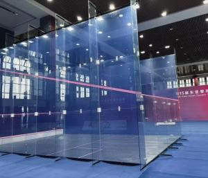 Super Full Glass/Wood Wall Double Squash Court With Customized Logo And Tempered