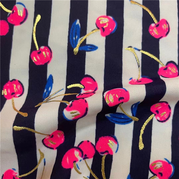 Thermo Printed Polyester Spandex Sports Clothing Fabric 50D+20D 100gsm. 155cm