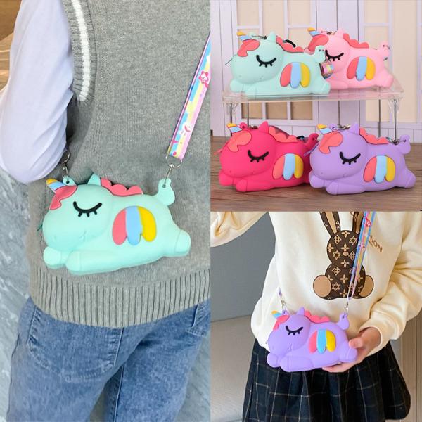 Saco de presente de aniversário brinquedo estudantes crianças presente Kawaii Crossbody Saco Carinhosos Bolso de ombro Cartoon Animal Bolso de maquiagem de silicone