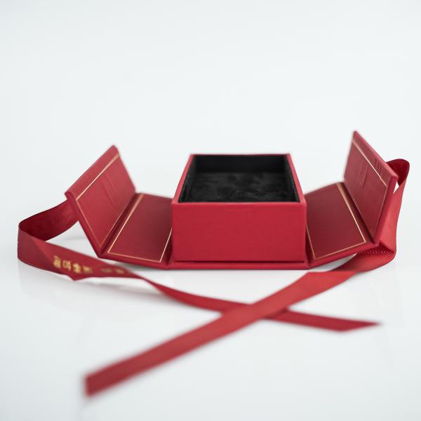 Personalized Gift Boxes Paper Package Double Door Open Necklace Packaging Jewelry Box With Ribbon